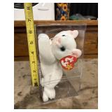 Ty Beanie Baby Flip the Cat plush toy in a clear