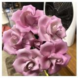 6 Pink Capodimonte Porcelain Rose Stems