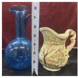 mid-century vintage art glass pitchers