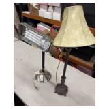 2 distinct lamps, one a traditional table lamp