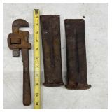 2 vintage steel wood splitting wedges, and a