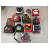 Assorted brand and length of tape measures