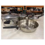 set of vintage Revere Ware copper-clad stainless