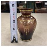 Vecchia Murano amethyst glass bud vase decorated