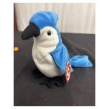 Ty Beanie Baby Rocket the Blue Jay plush toy from