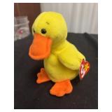 Ty Beanie Baby Quackers the Duck plush toy.