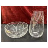2 Pc. Clear Glass Bowl And Vase.