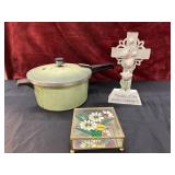 3 Pc Vintage Sage Green pressure Cooker and more.