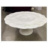 A vintage Indiana Glass milk glass cake stand