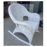 Vintage White Wicker Rocking Chair.