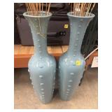 2 Teal Studded Ceramic Vase.