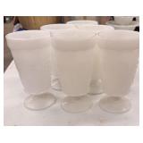 6 vintage Anchor Hocking milk glass goblets in