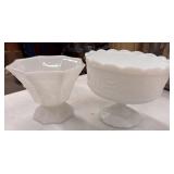A vintage E.O. Brody M6000 milk glass pedestal