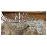 Vintage Anchor Hocking Crown Point Punch Bowl Set.