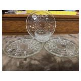 3 Vintage Clear Glass Plates and bowl.
