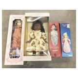 4 beautiful porcelain dolls different type and