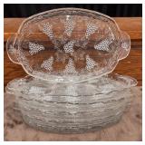 6 vintage Anchor Hocking clear glass tray