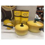 4 vintage 1970s Cheinco metal kitchen canisters