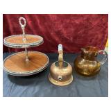 Two-tier round wooden trays