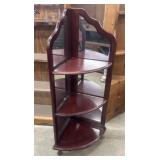 Mahogany-finished mirrored corner shelf