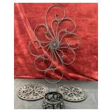 4Pc. Black Wrought Iron Wall Hangings.