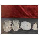 10pc. clear glass punch cups ,vintage, heavy