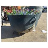 Cast Iron Cauldron Pot with Flowers Planter