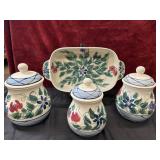 4 pc. Gail Pittman hand-painted serving