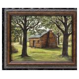 Abraham Lincoln's Boyhood Cabin Home Scene Framed