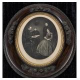 1865 'Lincoln Family' oval engraving photograph