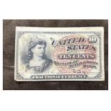 United States 10-cent 'Fractional Currency' note,