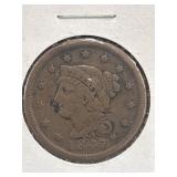 1847 'Braided Hair' Large One Cent U.S. Coin