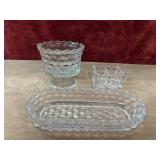 Serving oval pressed glass dish, divided glass,