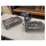 2 vintage Sheridan silverplated rectangular