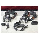 High-lumen, rechargeable LED headlamps and