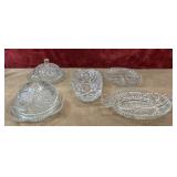 Glass butter dishes, divided glasses, and relish