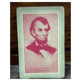 Abe Lincoln Playing Card Red-toned pencil etching