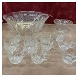 'Feather' pattern punch bowl set