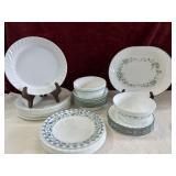 20 Corelle  plates, platter, 8saucers and 12