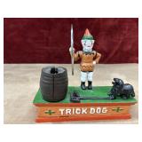 Cast iron 'Trick Dog' mechanical coin bank