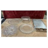 Bundle of glass platters, casserole dishes, and