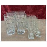 Clear  glass tumblers .