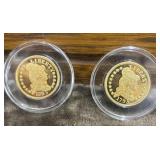 TWO 1795 Liberty coins (replica)  24kt gold plated