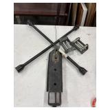 Heavy-duty trailer coupler, tire iron, and winch