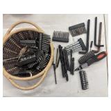 Set of  versatile mix of drill bits, screwdriver