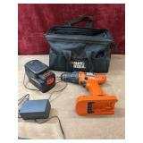Black & Decker tool storage bag, cordless drill,
