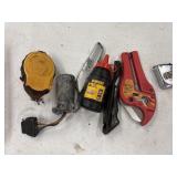 DeWalt Chalk line, pipe cutters, tape measure,