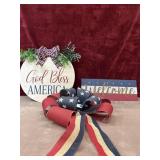 Bundle patriotic wooden door hanger, sign, and
