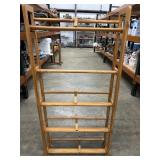 vintage-style wooden media rack. missing piece.