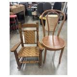 Handmade oak child's rocker by Greg Harkins,